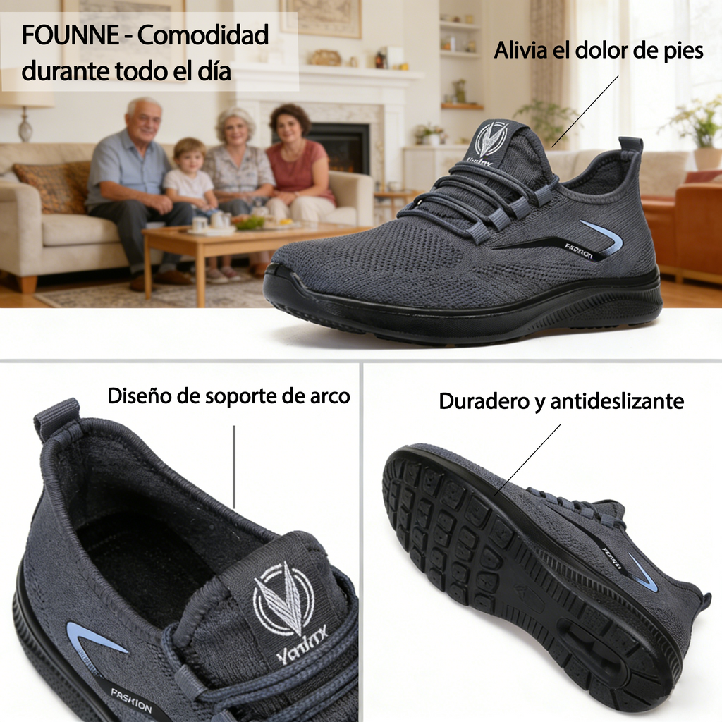 Founne® 【⏰Oferta por tiempo limitado: ¡50% de descuento!🔥】Un par de zapatos resuelve todos tus problemas | Duraderos | Diseño con soporte para el arco | Alivian eficazmente la fatiga | Reducen el dolor | Caminar con seguridad y comodidad todo el día👟