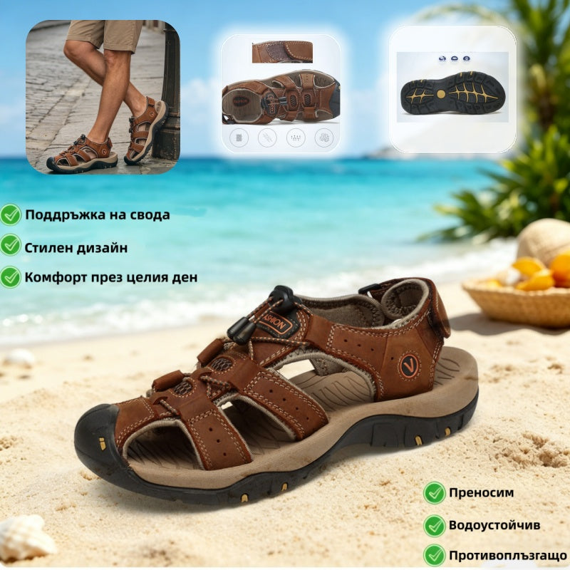 Zapatos ortopédicos FOUNNE® [🔥60% de descuento hoy🎁] Nuevas sandalias europeas de cuero genuino ✅ Diseño de punta ancha | Cierre de velcro | Suela duradera y antideslizante | 🔴Soporte de arco multipunto | Suaves y cómodas