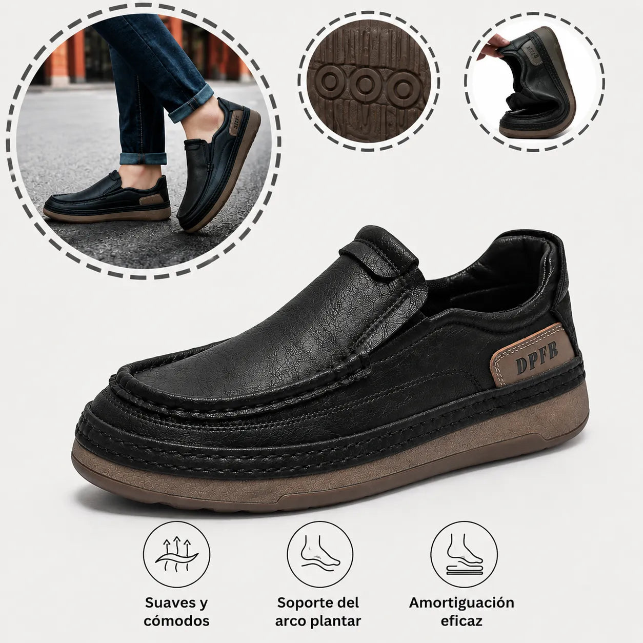 🎉 ¡50% de descuento hoy! Zapatos ortopédicos cómodos para hombre 🐂 Hechos con auténtica piel de vaca australiana 👞 Alivian el dolor de pies - Soporte para el arco ✅ Cómodos para caminar todo el día