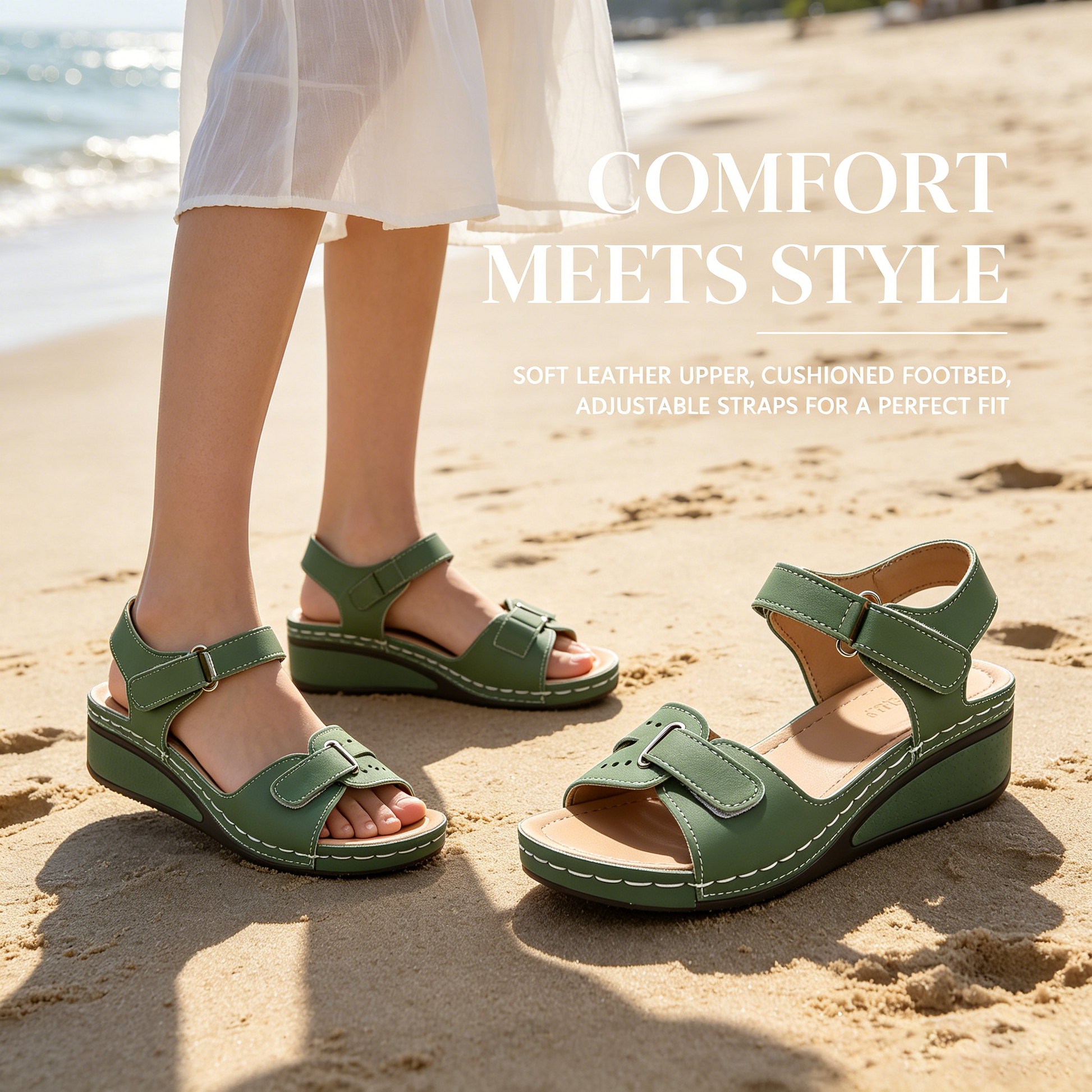 Sandalias ortopédicas FOUNNE® 【🔥50% de descuento hoy🎁】 Sandalias de verano👡✅ Diseño con velcro✅ Alivia el dolor de pies✅ Soporte para el arco: Comodidad todo el día👟（副本）