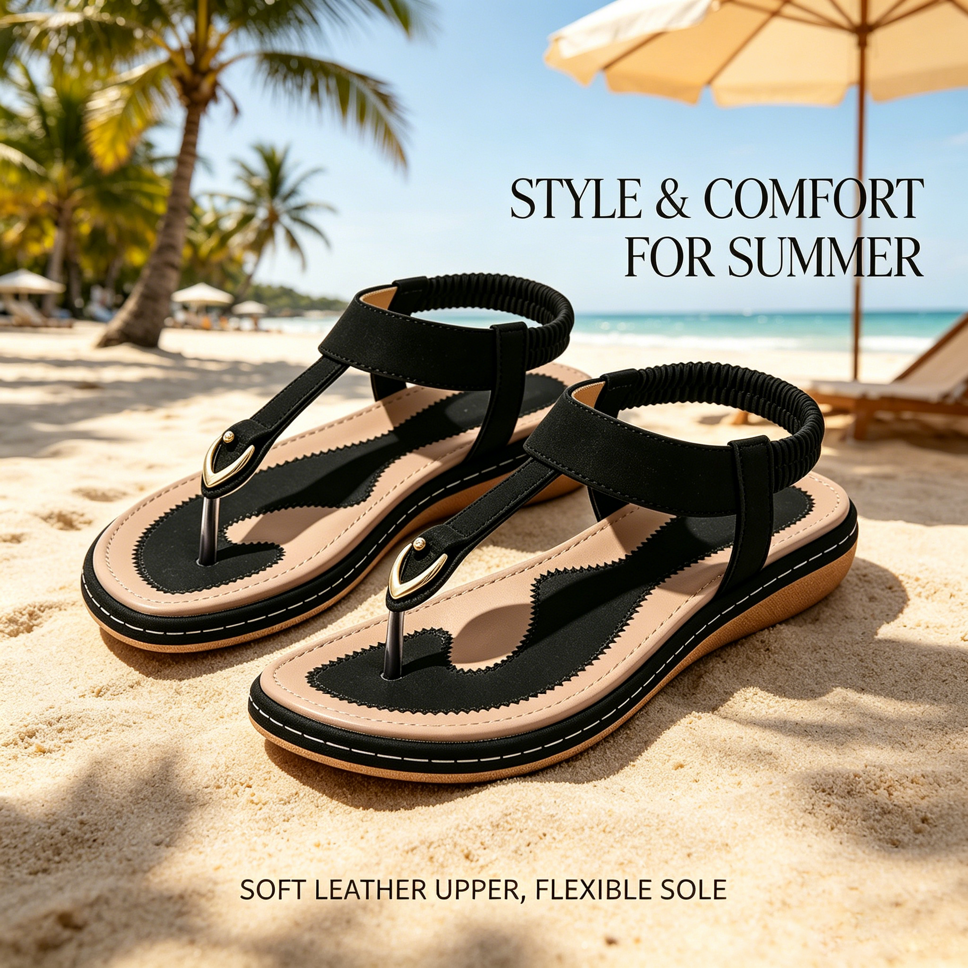 FOUNNE® 【⏰¡Hoy a mitad de precio!👟】Sandalias para mujer👡 | Correa trasera elástica para poner y quitar fácilmente | Cómodas y transpirables | La elección perfecta para las salidas de verano✅