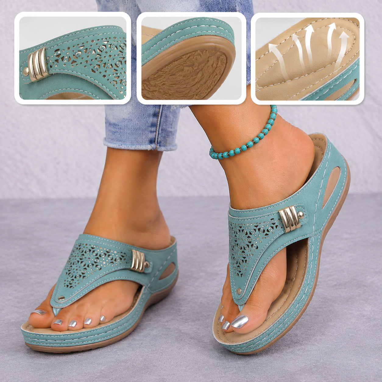 ⏰ ¡Último día! ¡50 % de descuento! ¡No te lo pierdas! ✅️ Sandalias cómodas con soporte para el arco del pie: alivian el dolor de pies y cuentan con un diseño ergonómico.