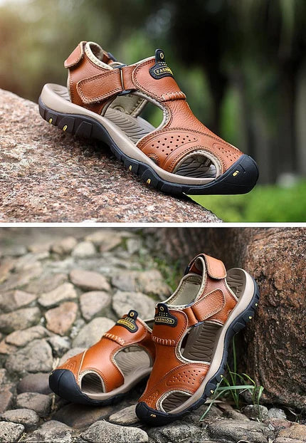 Founne 【⏰¡Nuevos zapatos de playa, 50% de descuento hoy!】 Fabricados en piel de vacuno de primera calidad, cómodos y transpirables, alivian la fatiga del pie. El calzado perfecto para el verano.