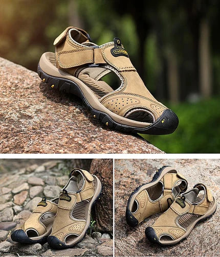 Founne 【⏰¡Nuevos zapatos de playa, 50% de descuento hoy!】 Fabricados en piel de vacuno de primera calidad, cómodos y transpirables, alivian la fatiga del pie. El calzado perfecto para el verano.