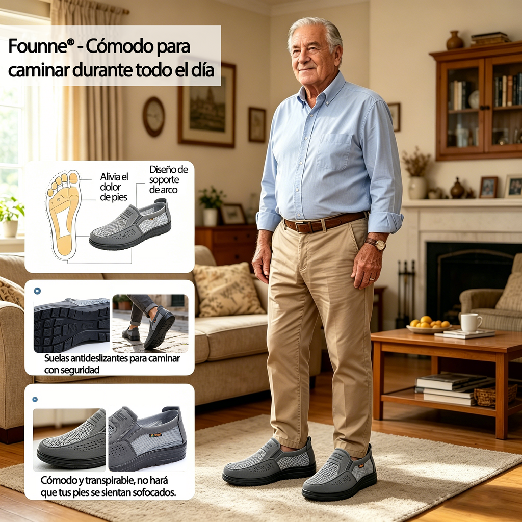 Founne® 【🔥Novedad | Mitad de precio por tiempo limitado⏰】 Zapatos de piel de becerro de alta calidad | Cuero genuino | Impermeables y antideslizantes | Alivian la fatiga del pie | Comodidad inmediata 👟