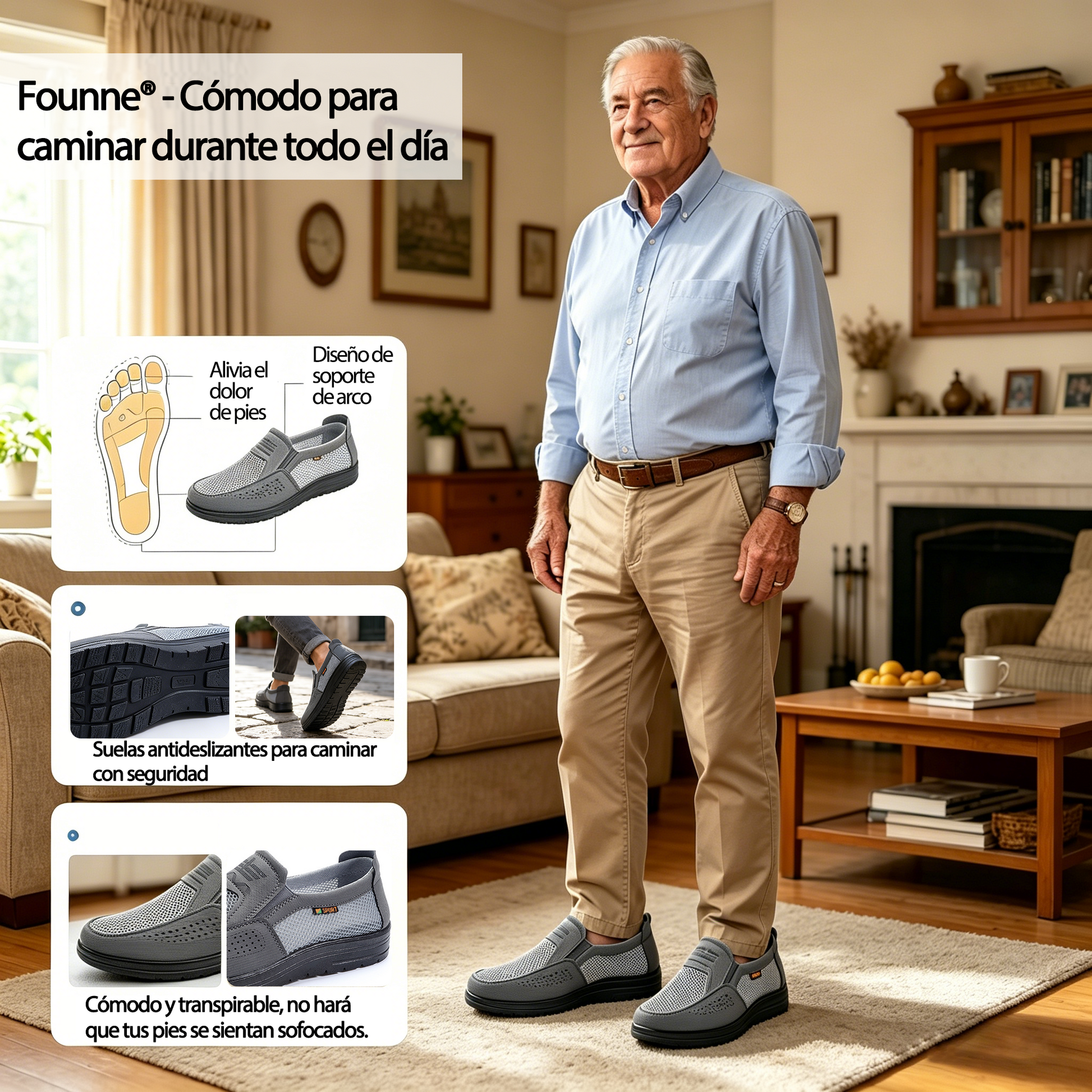 Founne® 【🔥Novedad | Mitad de precio por tiempo limitado⏰】 Zapatos de piel de becerro de alta calidad | Cuero genuino | Impermeables y antideslizantes | Alivian la fatiga del pie | Comodidad inmediata 👟