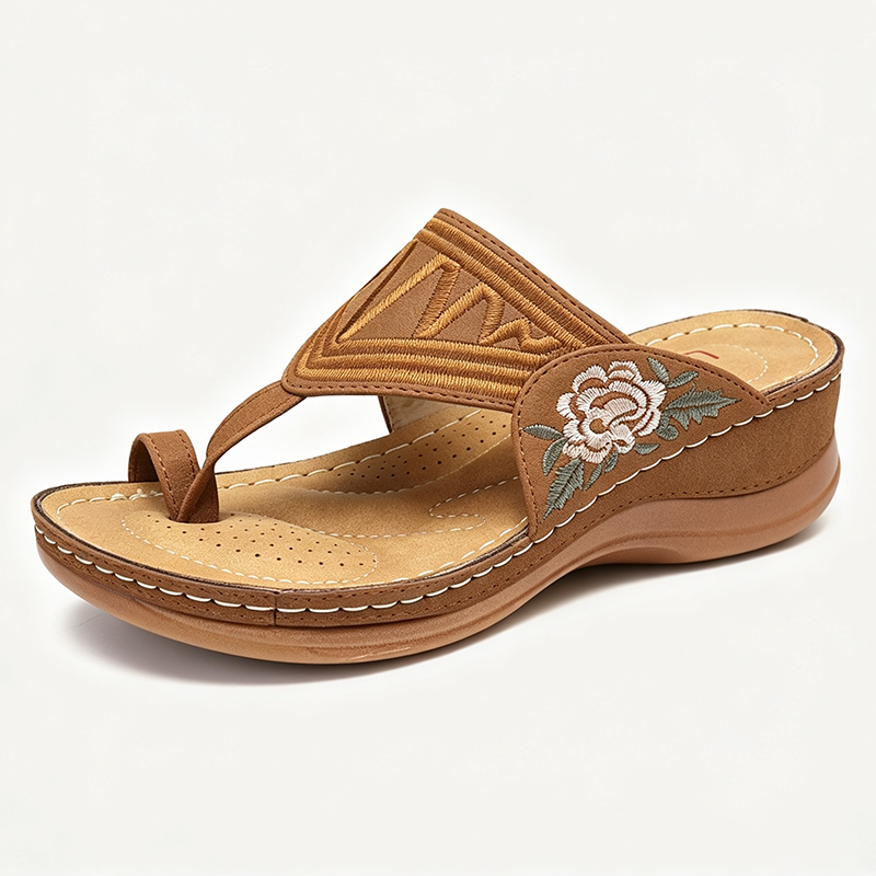 Zapatos ortopédicos FOUNNE® [🔥Oferta a mitad de precio🎁] Sandalias retro de verano bordadas | Frescas y transpirables | Camina sin fatiga todo el día | Antideslizantes y cómodas ✅