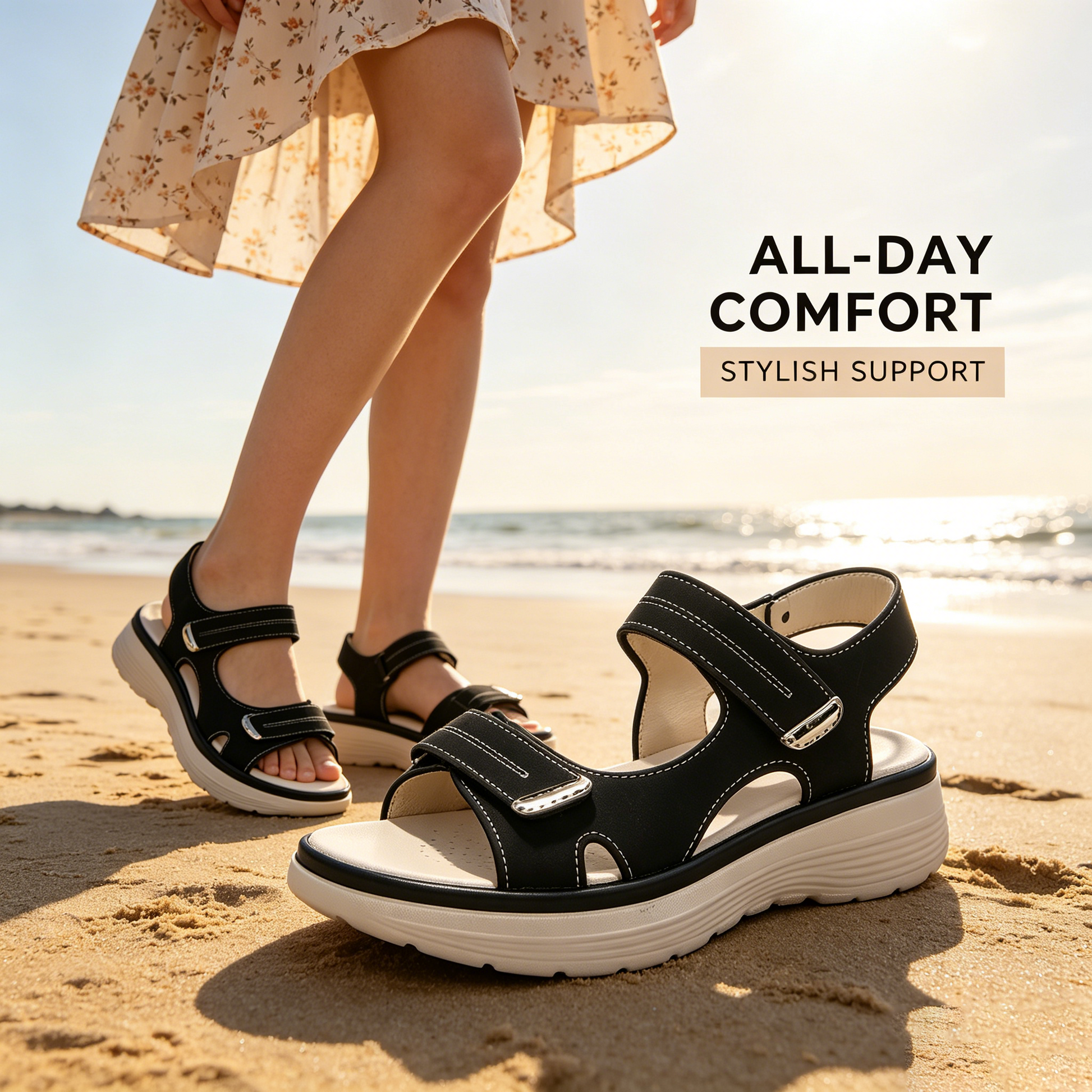 Zapatos ortopédicos FOUNNE® [🔥¡Hoy a mitad de precio!🎁] 🎉 ¡Nuevas sandalias para mujer! | Frescas y transpirables | 👟 Plantillas de espuma viscoelástica | 🚶‍♂️ Caminar sin dolor | Soporte ortopédico + Experiencia cómoda