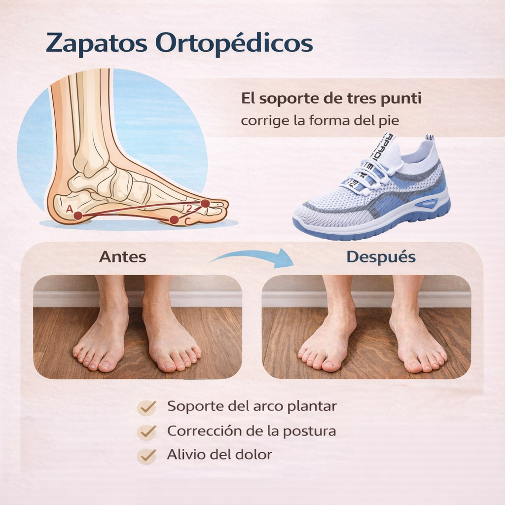 Zapatos ortopédicos FOUNNE® 【🔥50% de descuento hoy🎁】Zapatos casuales ergonómicos para mujer👞 - Cómodos y transpirables, el soporte para el arco mejora la forma de la pierna y alivia fácilmente el dolor de pies🦶