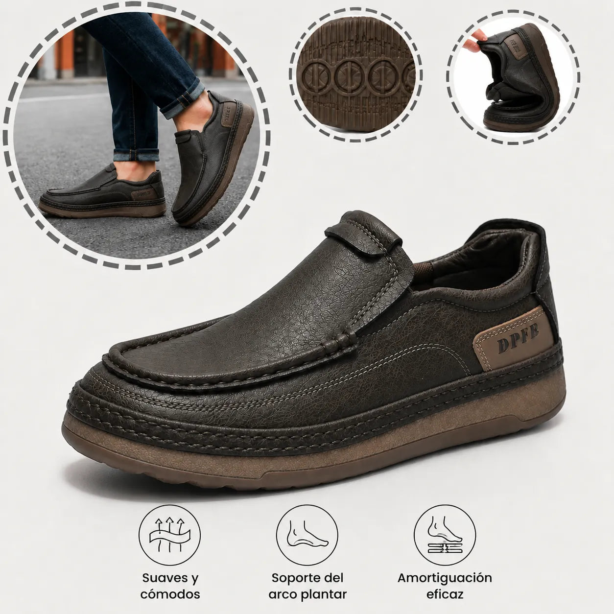 🎉 ¡50% de descuento hoy! Zapatos ortopédicos cómodos para hombre 🐂 Hechos con auténtica piel de vaca australiana 👞 Alivian el dolor de pies - Soporte para el arco ✅ Cómodos para caminar todo el día