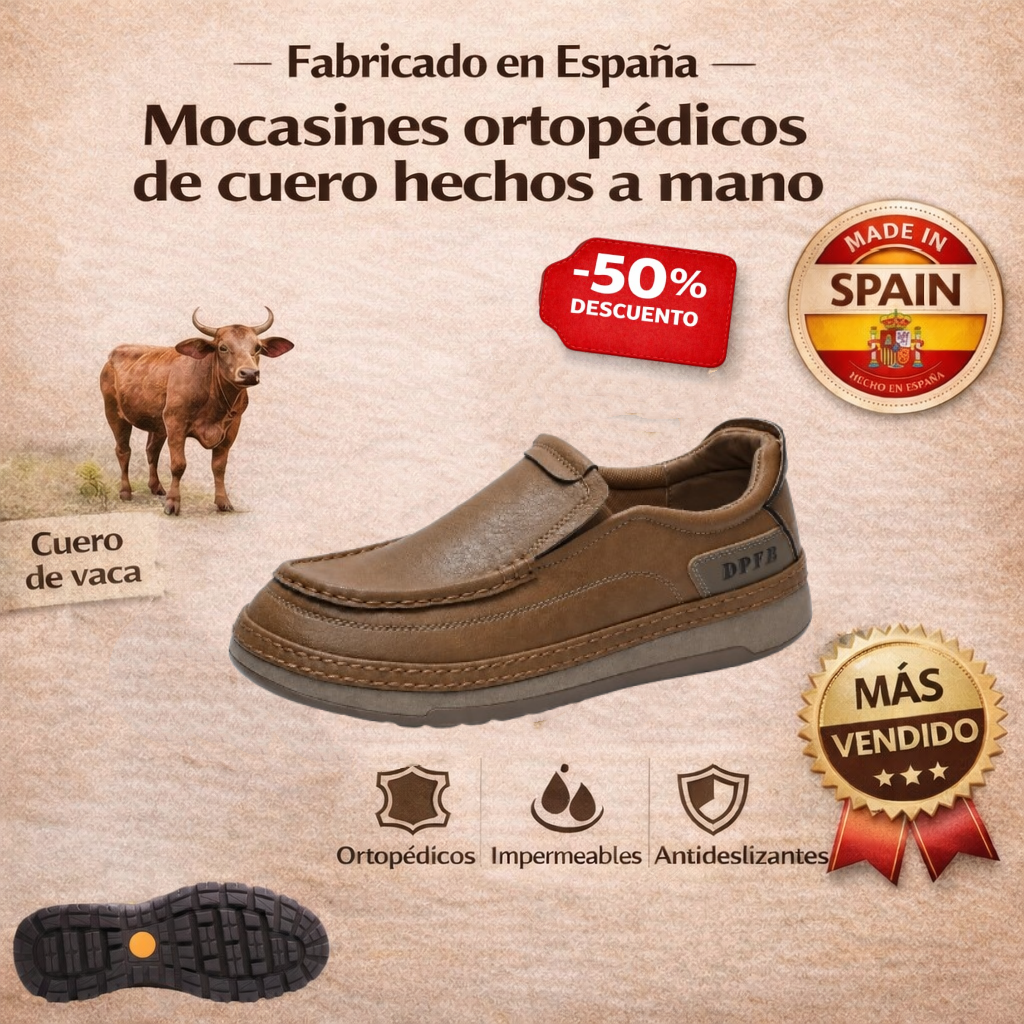 Zapatos ortopédicos FOUNNE® 🔥50% de descuento🎁: Fabricados con cuero genuino de vaca australiana 🐂, comodidad durante todo el día.