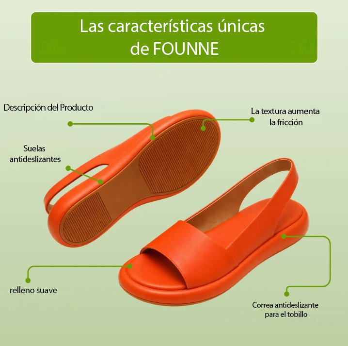 Zapatos ortopédicos FOUNNE® [🔥50% de descuento hoy🎁] Las sandalias más populares de Europa👡 | Aptas para uso en interiores y exteriores | Correa antideslizante en el talón | Suaves y cómodas✅