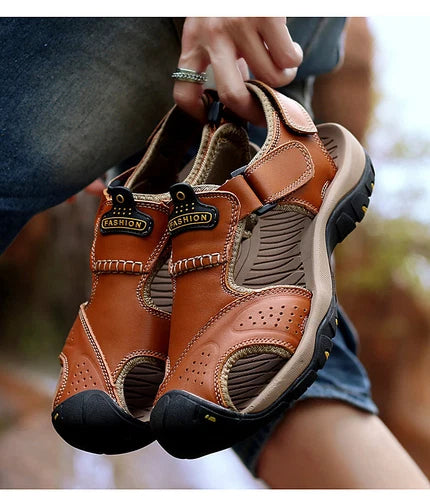 Founne 【⏰¡Nuevos zapatos de playa, 50% de descuento hoy!】 Fabricados en piel de vacuno de primera calidad, cómodos y transpirables, alivian la fatiga del pie. El calzado perfecto para el verano.
