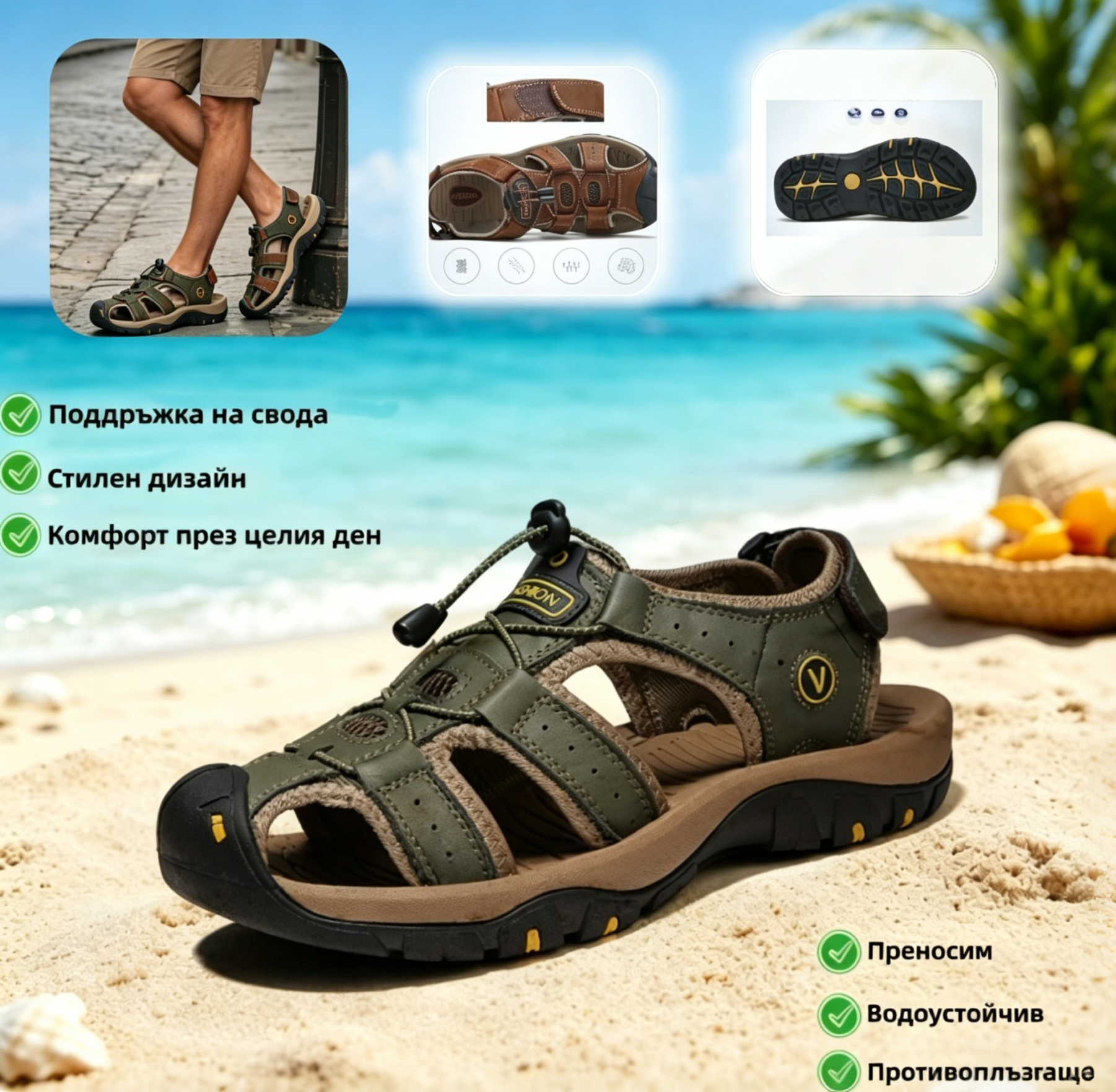 Zapatos ortopédicos FOUNNE® [🔥60% de descuento hoy🎁] Nuevas sandalias europeas de cuero genuino ✅ Diseño de punta ancha | Cierre de velcro | Suela duradera y antideslizante | 🔴Soporte de arco multipunto | Suaves y cómodas
