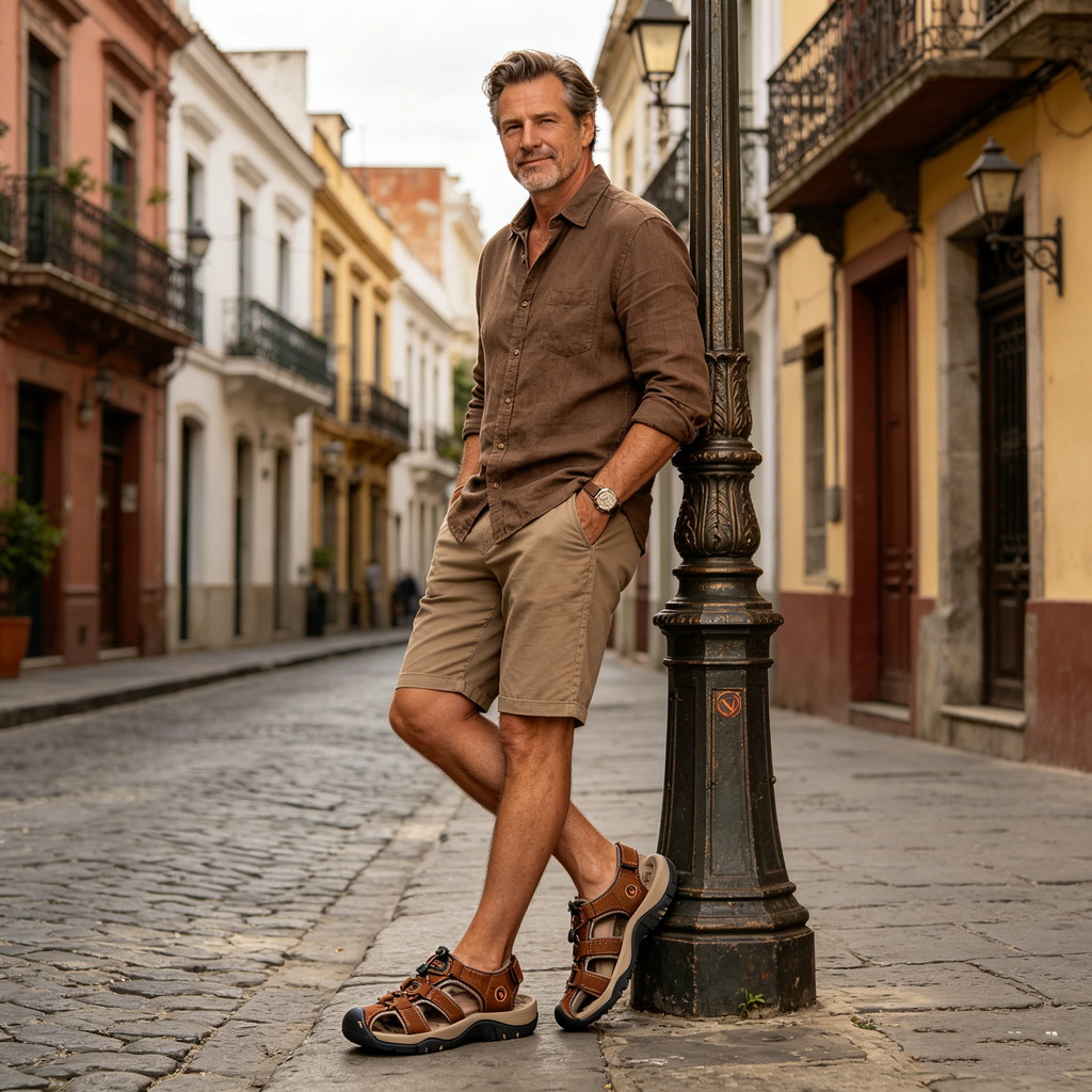 Zapatos ortopédicos FOUNNE® [🔥60% de descuento hoy🎁] Nuevas sandalias europeas de cuero genuino ✅ Diseño de punta ancha | Cierre de velcro | Suela duradera y antideslizante | 🔴Soporte de arco multipunto | Suaves y cómodas