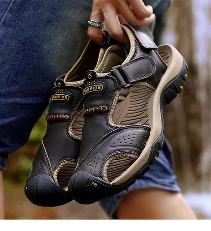 Founne 【⏰¡Nuevos zapatos de playa, 50% de descuento hoy!】 Fabricados en piel de vacuno de primera calidad, cómodos y transpirables, alivian la fatiga del pie. El calzado perfecto para el verano.