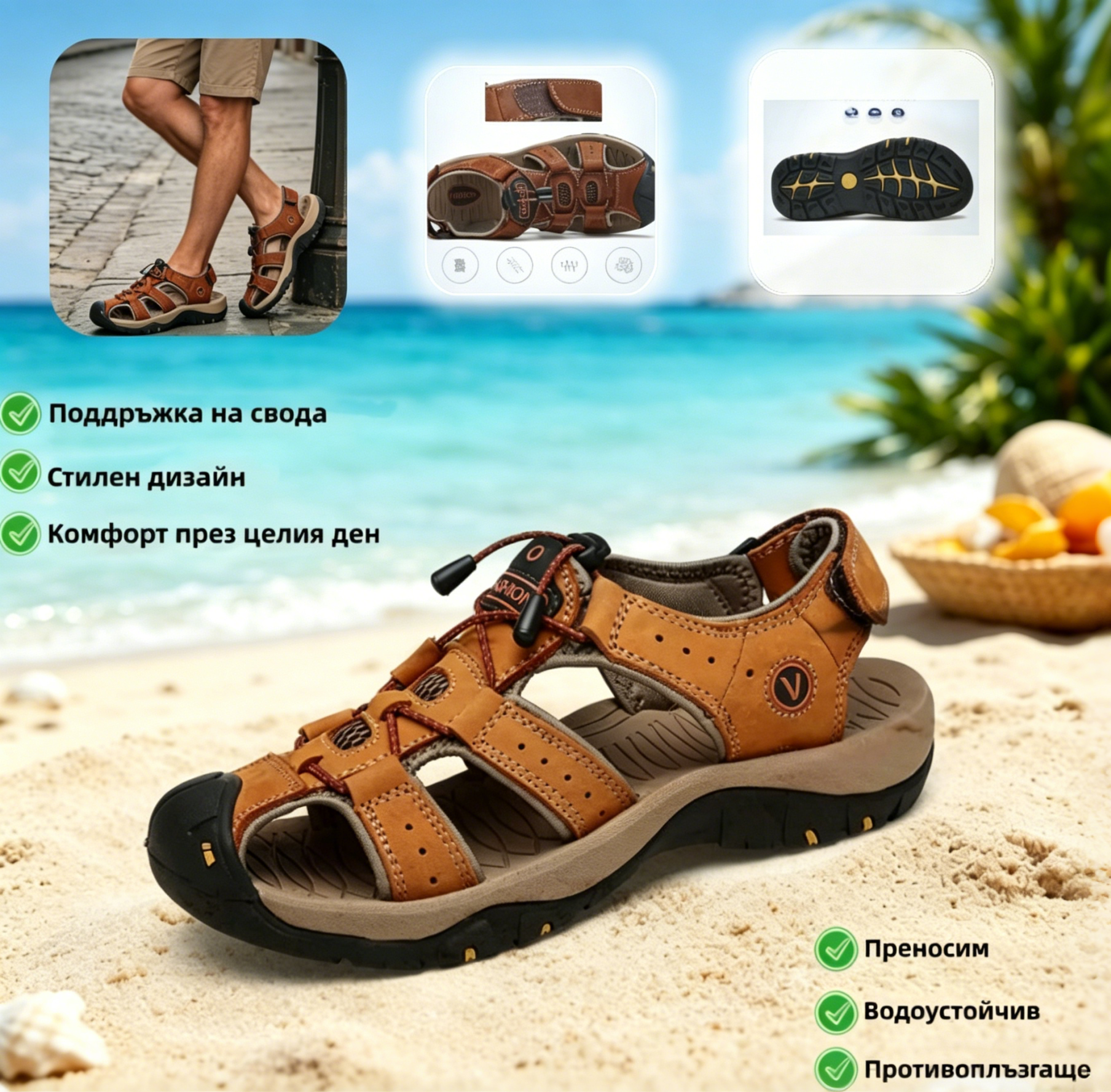 Zapatos ortopédicos FOUNNE® [🔥60% de descuento hoy🎁] Nuevas sandalias europeas de cuero genuino ✅ Diseño de punta ancha | Cierre de velcro | Suela duradera y antideslizante | 🔴Soporte de arco multipunto | Suaves y cómodas