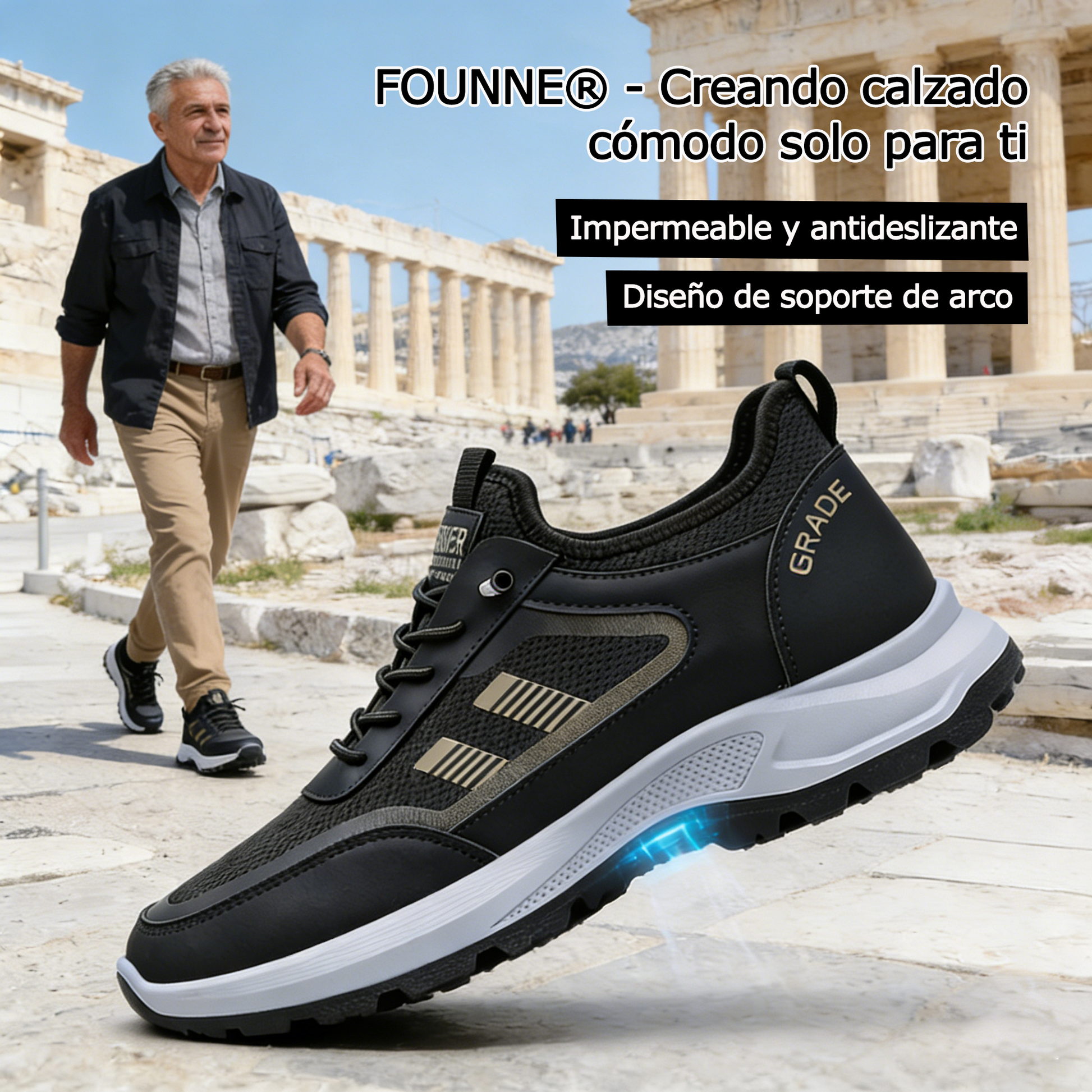 FOUNNE® 【🔥Oferta especial de hoy: 60% de descuento🎁】Zapatillas cómodas para caminar | Zapatillas ligeras y duraderas👟 | Camina sin fatiga durante todo el día | Soporte para el arco del pie | Alivia eficazmente los problemas de los pies✅