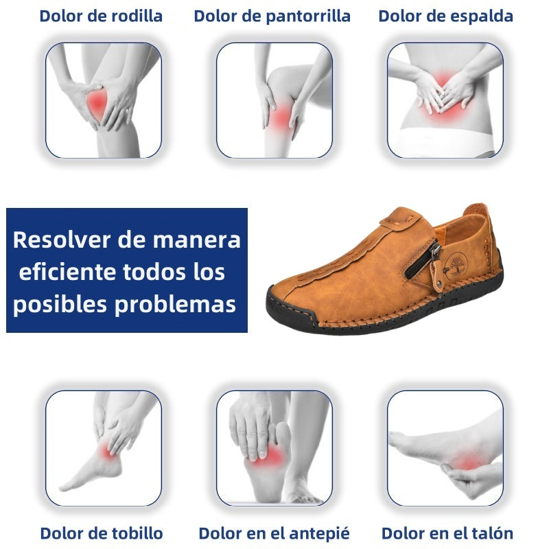 (🎉50% de descuento hoy, no te lo pierdas) 🐂 Zapatos ortopédicos de piel de becerro australiana para hombre 👞Cosidos a mano ✅Soporte de arco: caminar