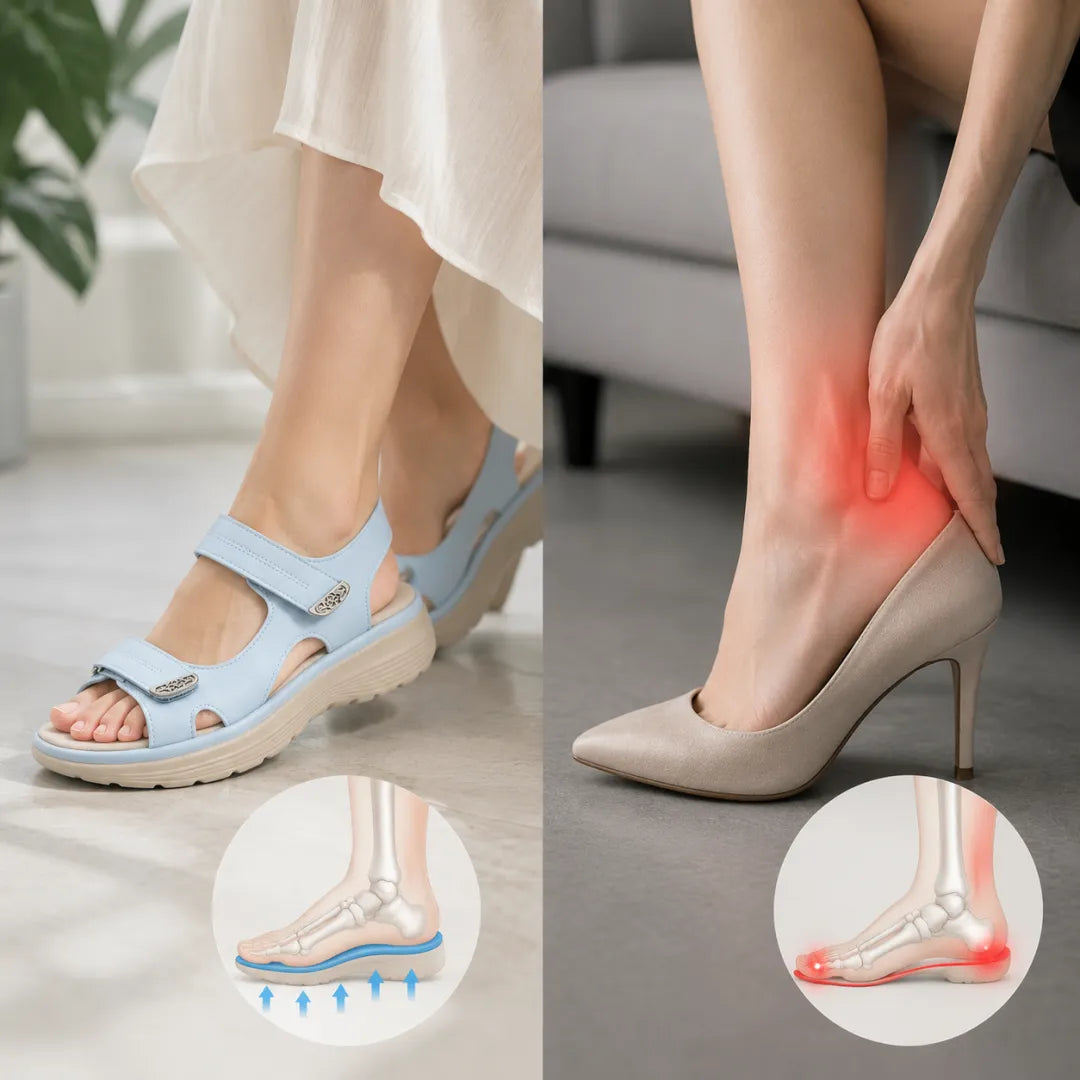 Zapatos ortopédicos FOUNNE® [🔥¡Hoy a mitad de precio!🎁] 🎉 ¡Nuevas sandalias para mujer! | Frescas y transpirables | 👟 Plantillas de espuma viscoelástica | 🚶‍♂️ Caminar sin dolor | Soporte ortopédico + Experiencia cómoda