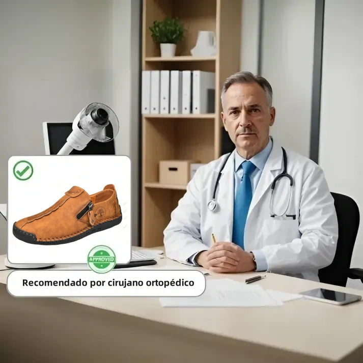 (🎉50% de descuento hoy, no te lo pierdas) 🐂 Zapatos ortopédicos de piel de becerro australiana para hombre 👞Cosidos a mano ✅Soporte de arco: caminar