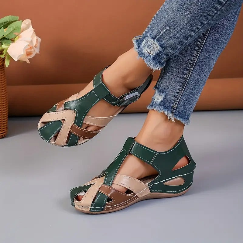 Zapatos ortopédicos FOUNNE® [🔥40% de descuento hoy🎁] Sandalias europeas completamente nuevas ✅ Diseño de punta ancha | Correas de velcro | Suela exterior duradera y antideslizante | 🔴Soporte de arco multipunto | Suaves y cómodas