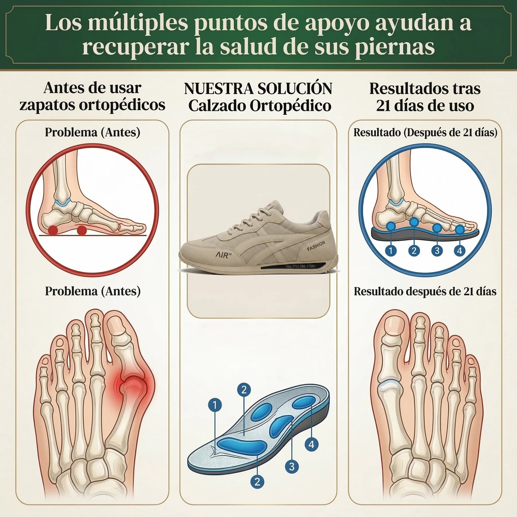 🎉¡Último día! ¡50% de descuento! ✅ Zapatos ortopédicos diseñados específicamente para personas con problemas en los pies, que brindan soporte para el arco plantar y alivian el dolor de espalda, articulaciones y pies.