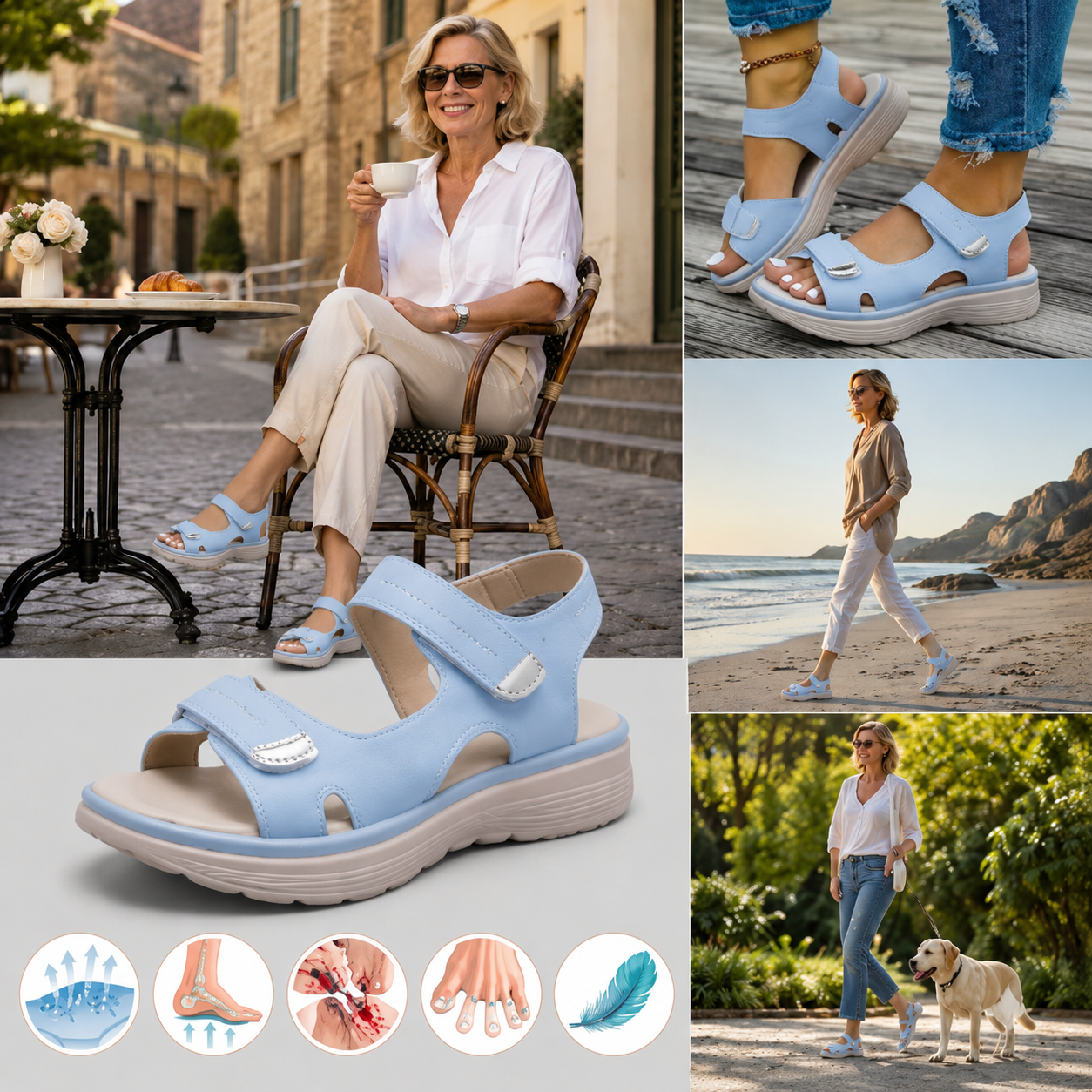 Zapatos ortopédicos FOUNNE® [🔥¡Hoy a mitad de precio!🎁] 🎉 ¡Nuevas sandalias para mujer! | Frescas y transpirables | 👟 Plantillas de espuma viscoelástica | 🚶‍♂️ Caminar sin dolor | Soporte ortopédico + Experiencia cómoda