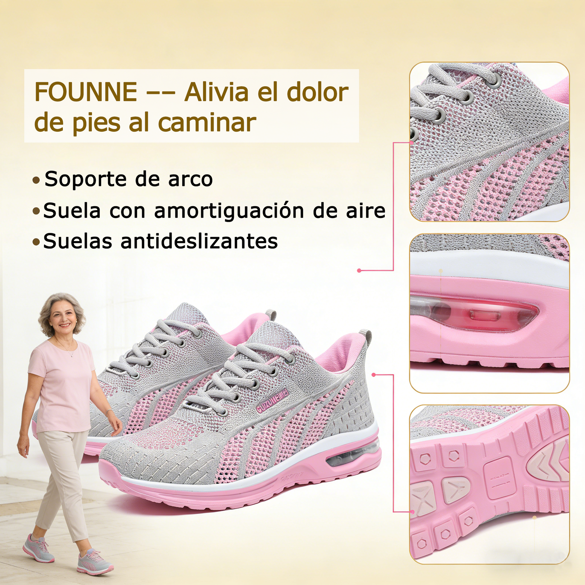 Founne®【⏰50% de descuento hoy🔥】Calzado ortopédico | Diseño ergonómico | Alivia el dolor de espalda, pies y articulaciones | Comodidad durante todo el día