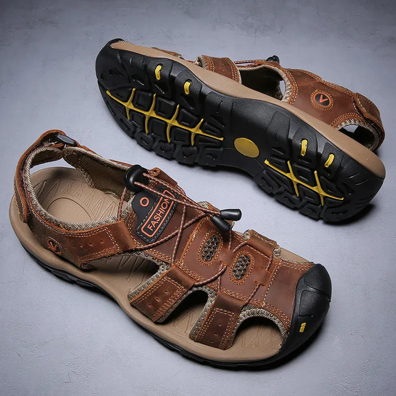 Zapatos ortopédicos FOUNNE® [🔥60% de descuento hoy🎁] Nuevas sandalias europeas de cuero genuino ✅ Diseño de punta ancha | Cierre de velcro | Suela duradera y antideslizante | 🔴Soporte de arco multipunto | Suaves y cómodas