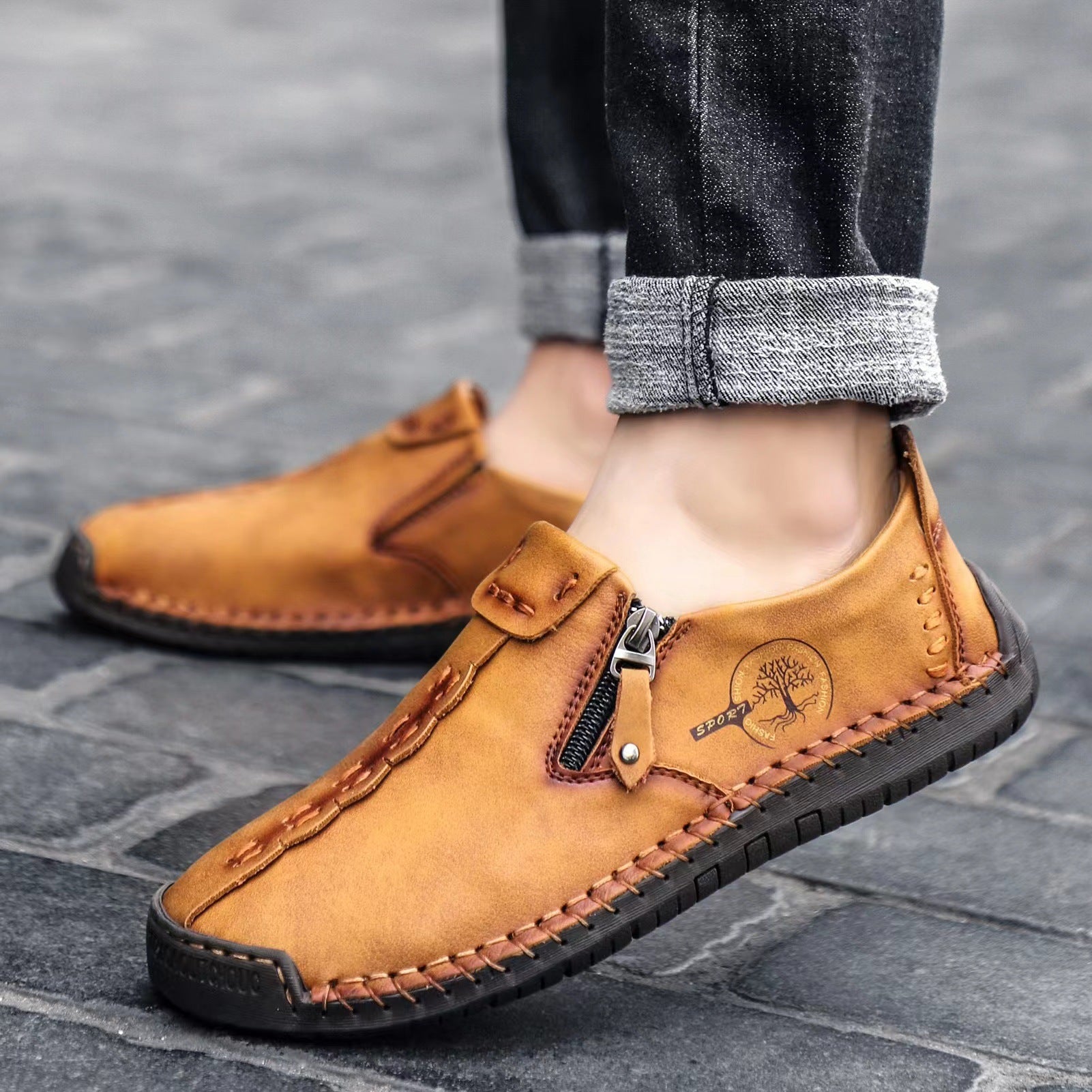 (🎉50% de descuento hoy, no te lo pierdas) 🐂 Zapatos ortopédicos de piel de becerro australiana para hombre 👞Cosidos a mano ✅Soporte de arco: caminar