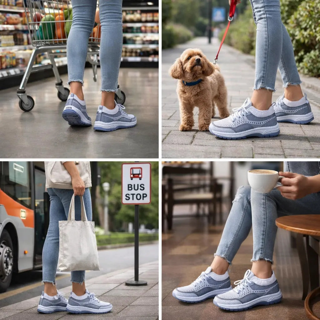 Zapatos ortopédicos FOUNNE® 【🔥50% de descuento hoy🎁】Zapatos casuales ergonómicos para mujer👞 - Cómodos y transpirables, el soporte para el arco mejora la forma de la pierna y alivia fácilmente el dolor de pies🦶