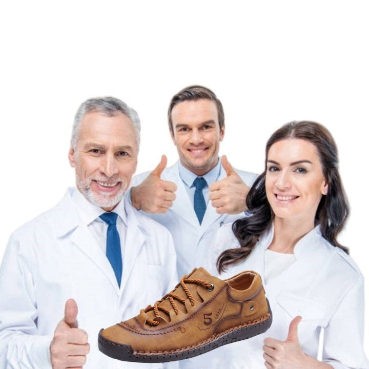(🎉 Último día 70% de descuento, no te lo pierdas) 🐂 Zapatos ortopédicos de piel de becerro australiana para hombre 👞 Cosidos a mano, transpirables ✅ Soporte de arco: caminar cómodo
