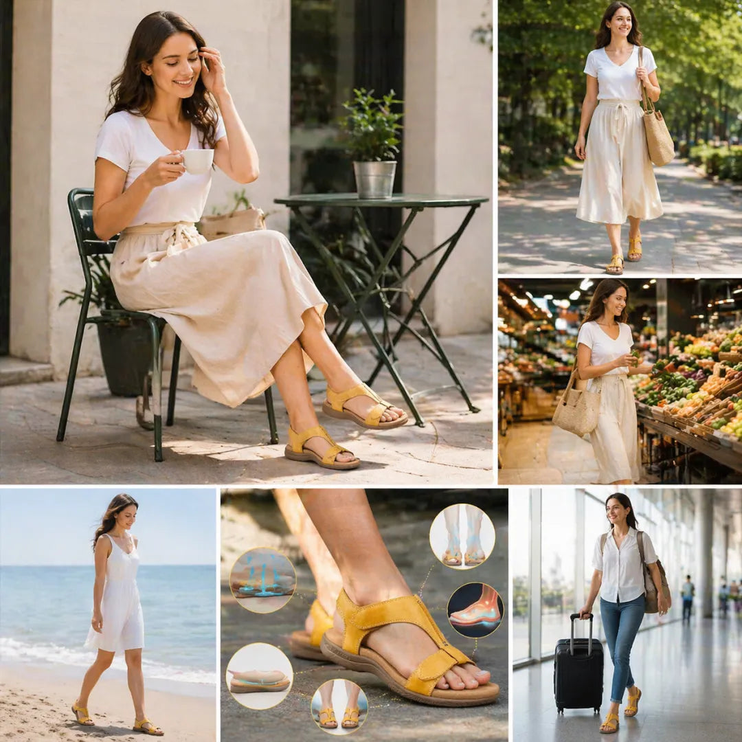 Zapatos ortopédicos FOUNNE® 【🔥50% de descuento hoy🎁】 Las sandalias de verano más populares de Europa👡 | Caminar cómodo y sin dolor | Diseño con soporte para el arco del pie | La elección perfecta para viajar en verano✅