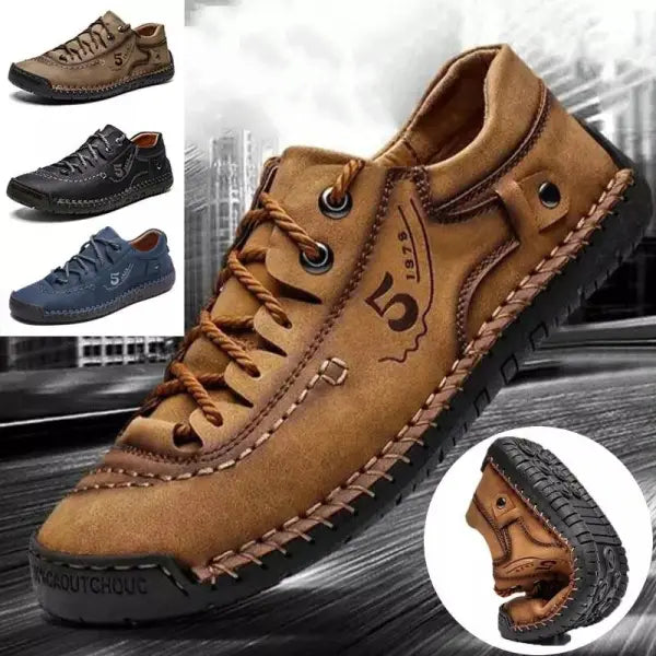 (🎉 Último día 70% de descuento, no te lo pierdas) 🐂 Zapatos ortopédicos de piel de becerro australiana para hombre 👞 Cosidos a mano, transpirables ✅ Soporte de arco: caminar cómodo