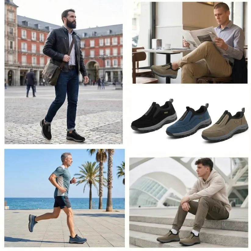 FOUNNE® 【🔥Oferta especial de hoy: 60% de descuento🎁】👞Zapatos ortopédicos de gamuza para hombre ✅ Alivian el dolor de pies ✅ Soporte para el arco: comodidad durante todo el día👟